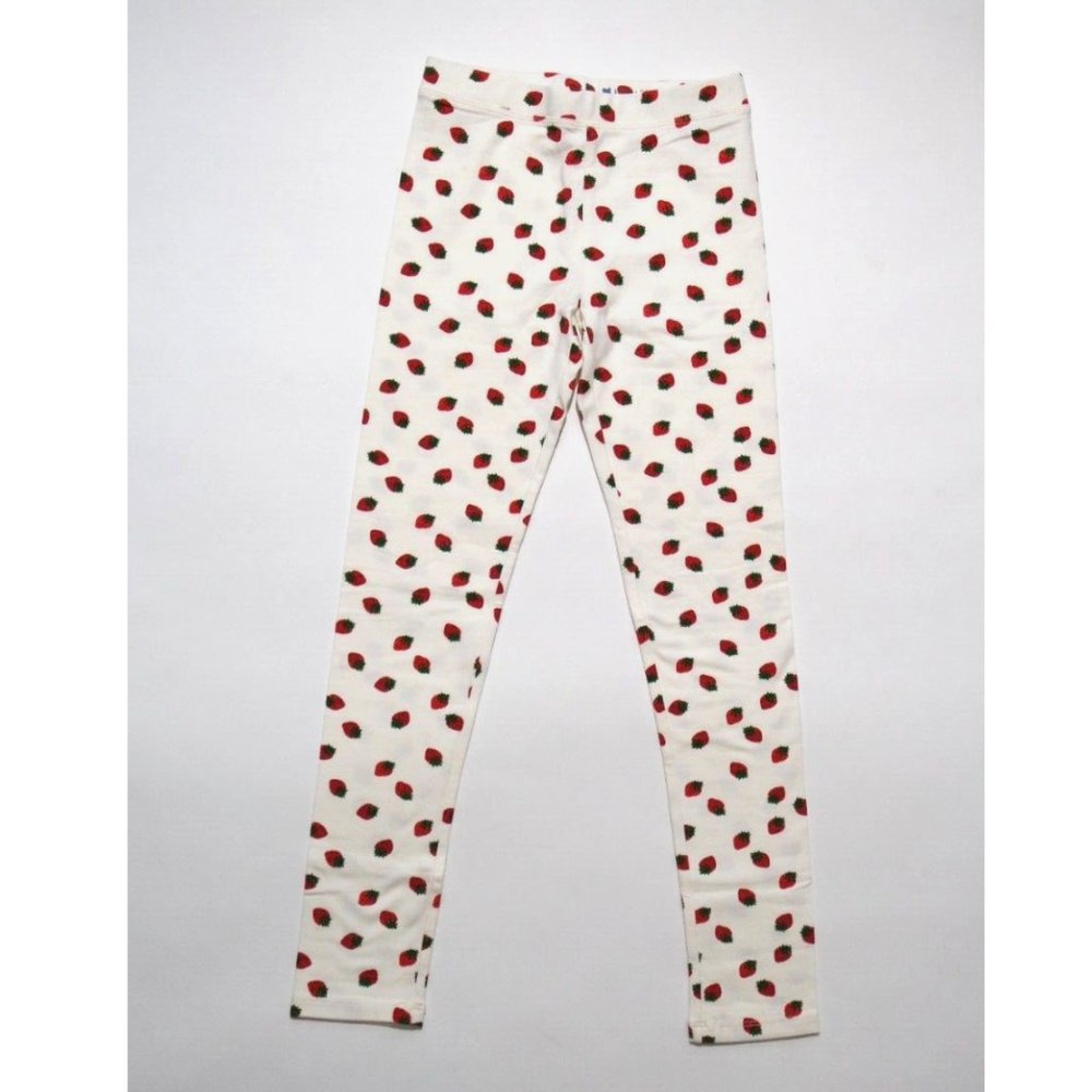 J.CREW CREWCUTS GIRLS IVORY STARWBERRIES ELASTIC WAIST STRETCH LEGGINGS